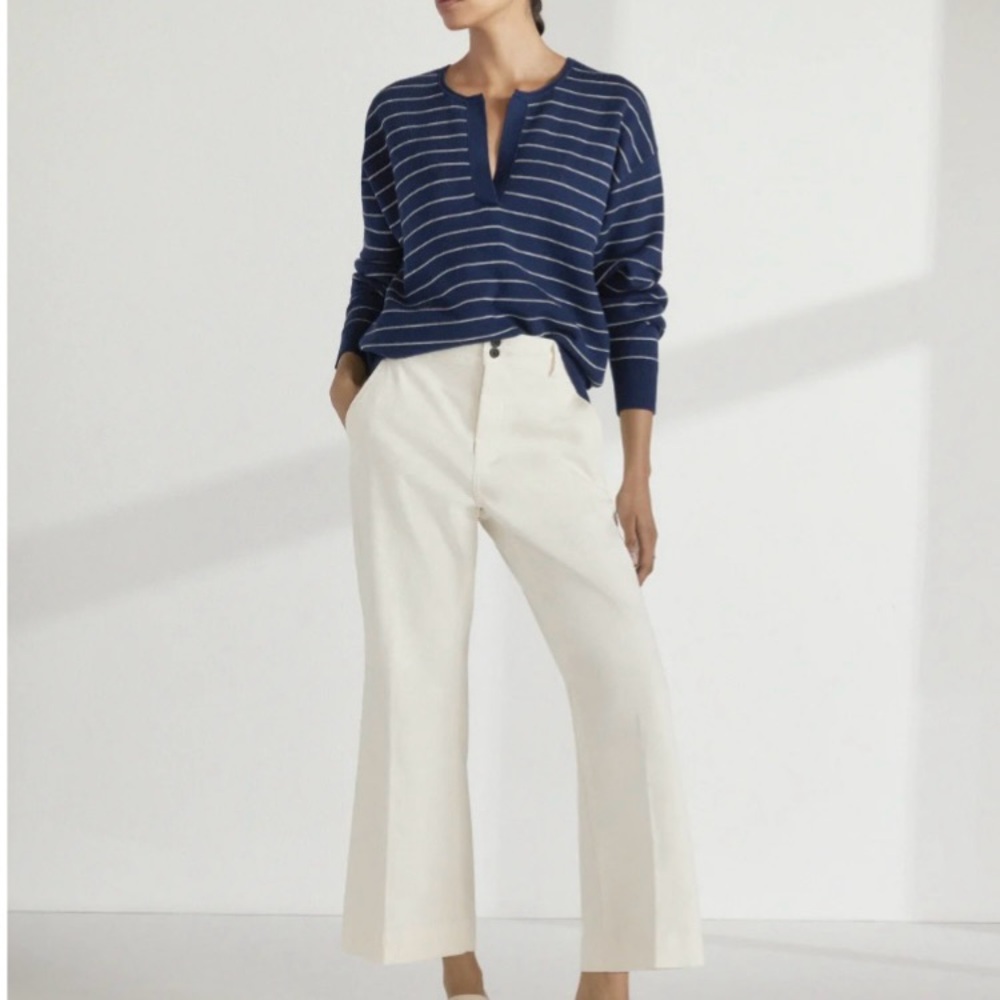 Everlane Cream Flare Wide Leg Jeans